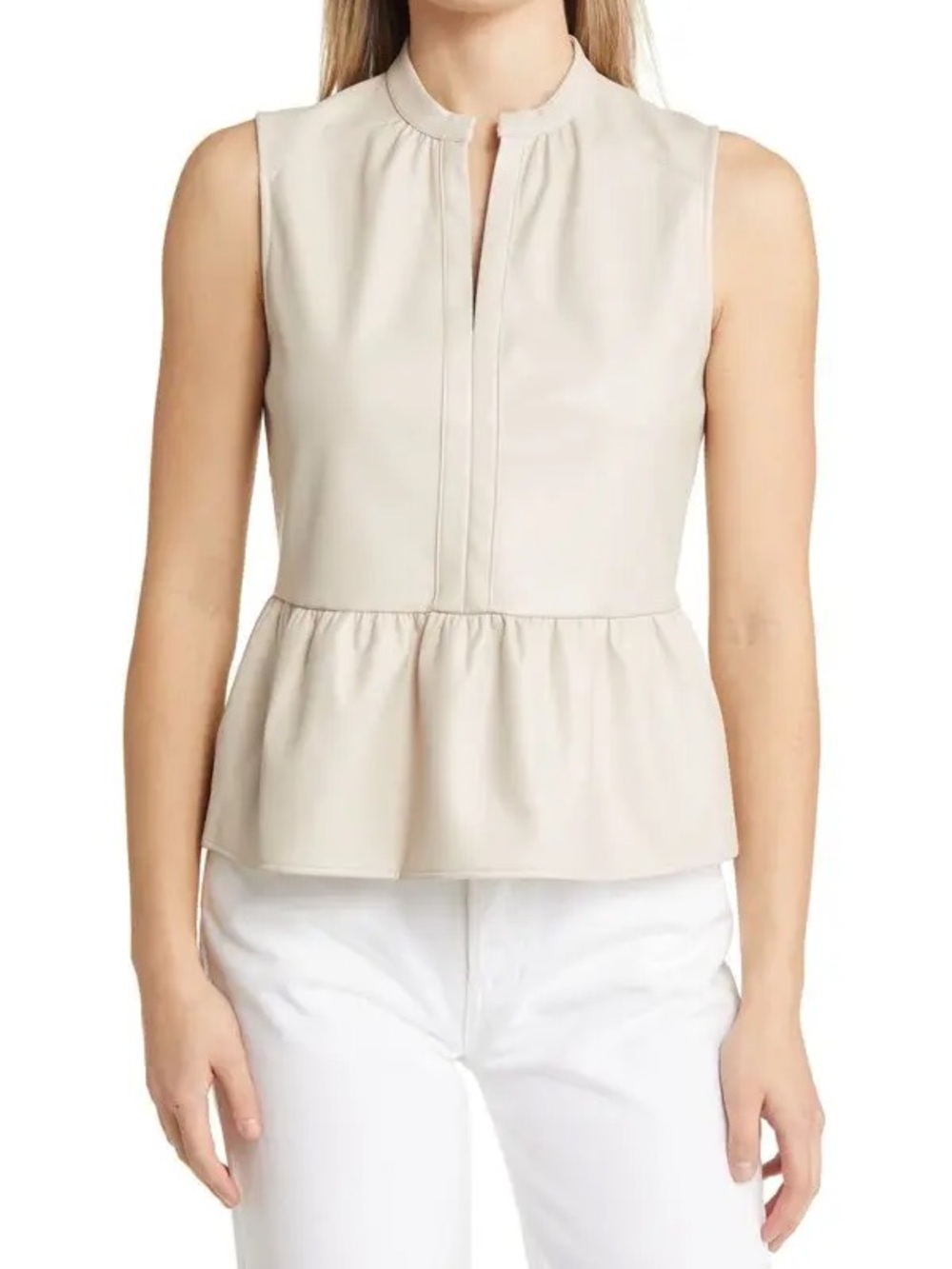 NIC+ZOE Fedrica Faux Leather Peplum Top
